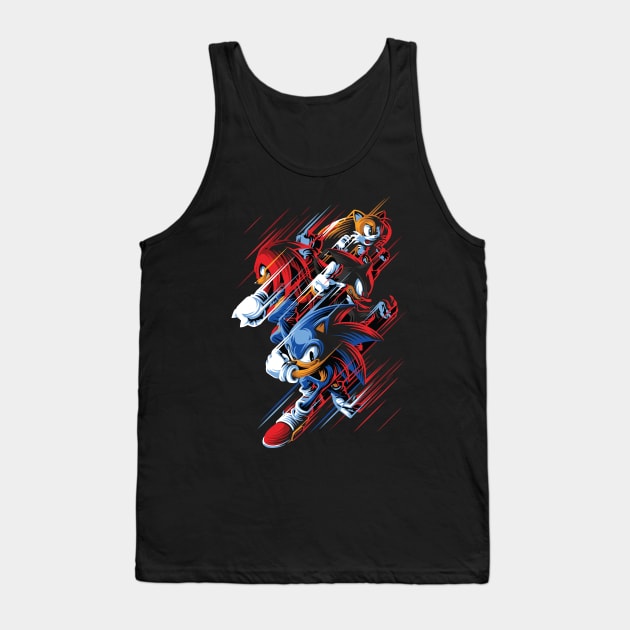 Sonic Anime and Video Game Fanart Tank Top by Planet of Tees